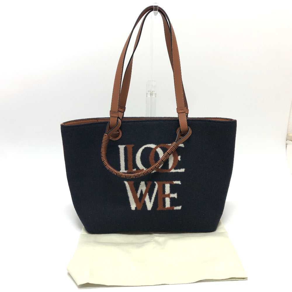 LOEWE Tote Bag A717S72X13 Wool, Leather Navy LOVE… - image 12