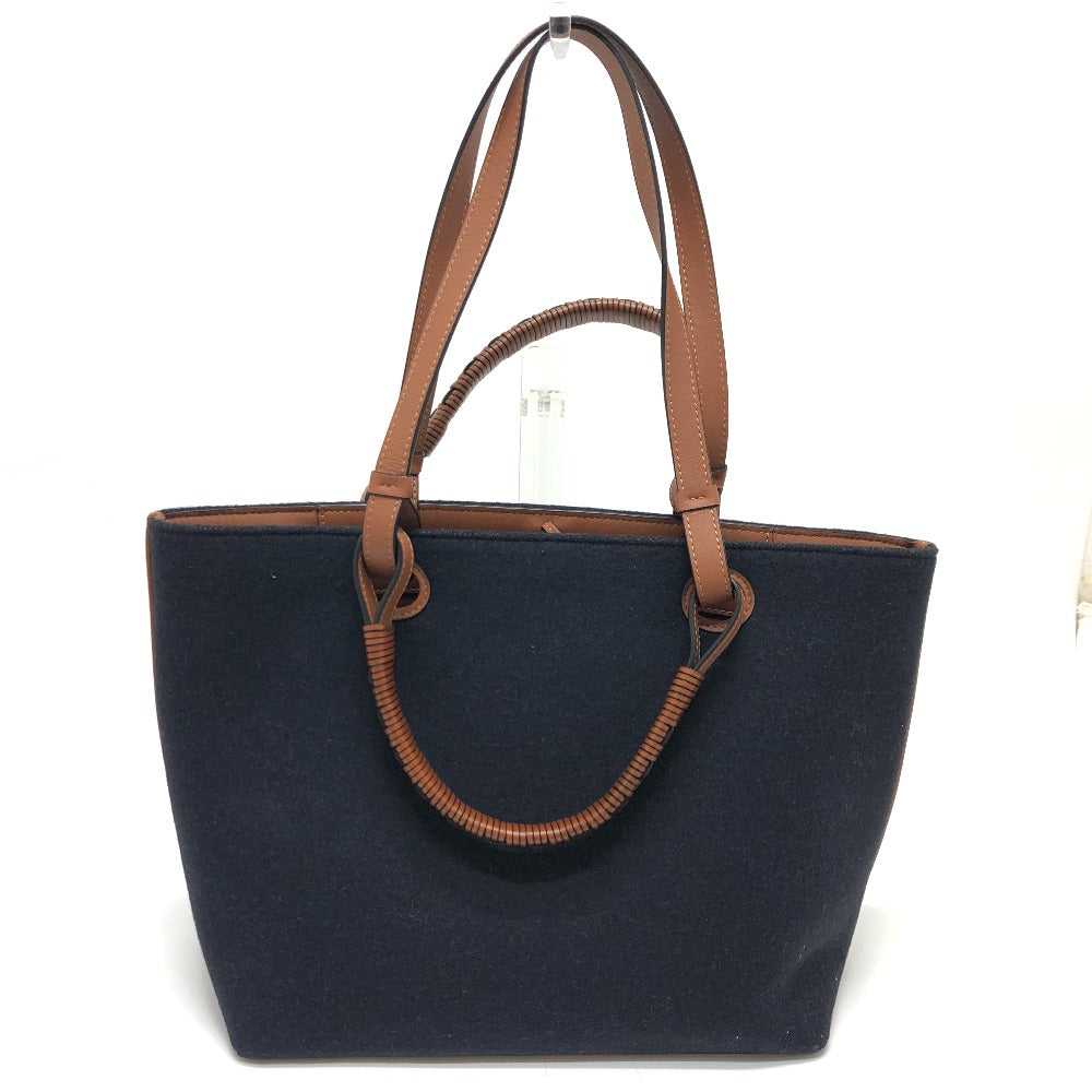 LOEWE Tote Bag A717S72X13 Wool, Leather Navy LOVE… - image 2