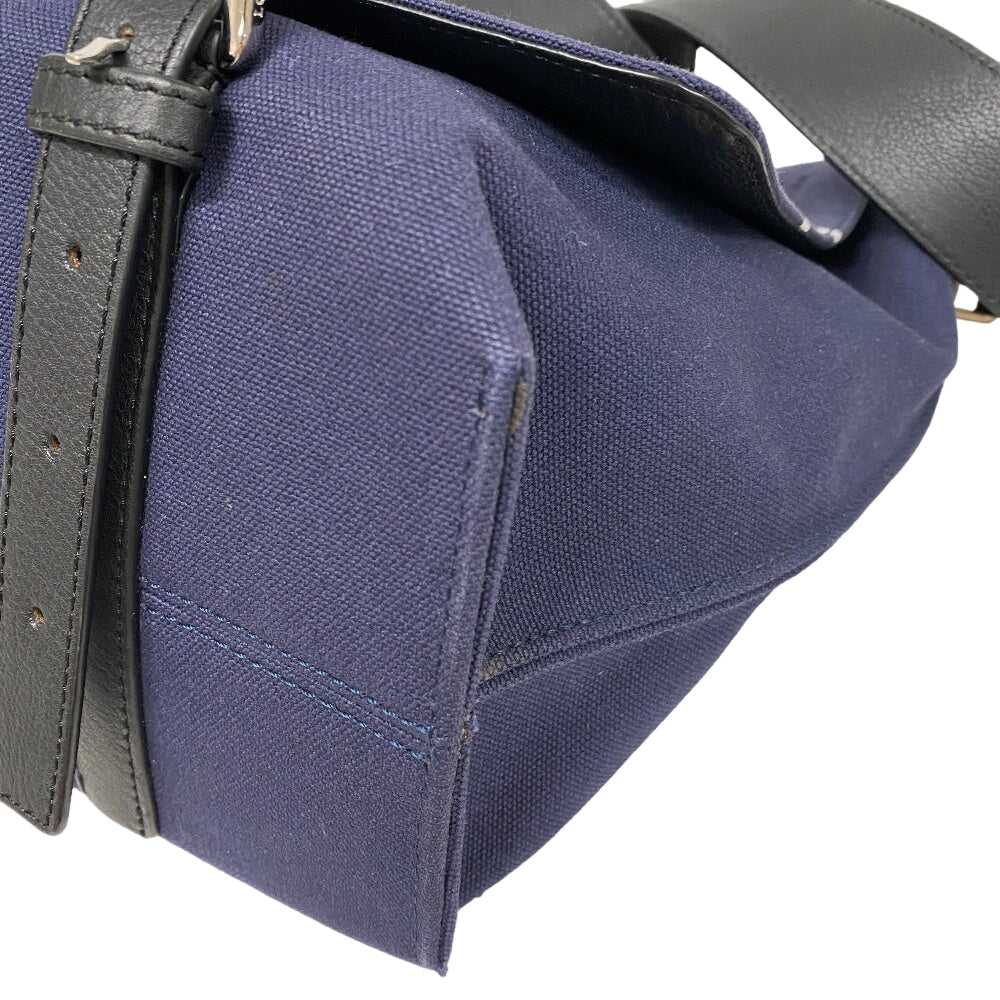 LOEWE Shoulder Bag Canvas, Leather Navy Messenger… - image 3