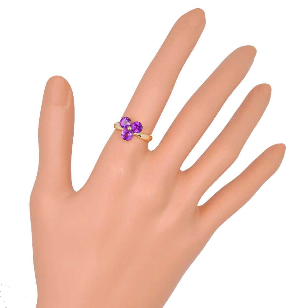 JEWELRY Ring K18 yellow gold purple flour Women U… - image 2