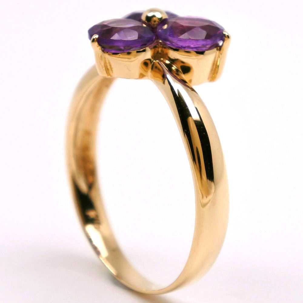 JEWELRY Ring K18 yellow gold purple flour Women U… - image 3