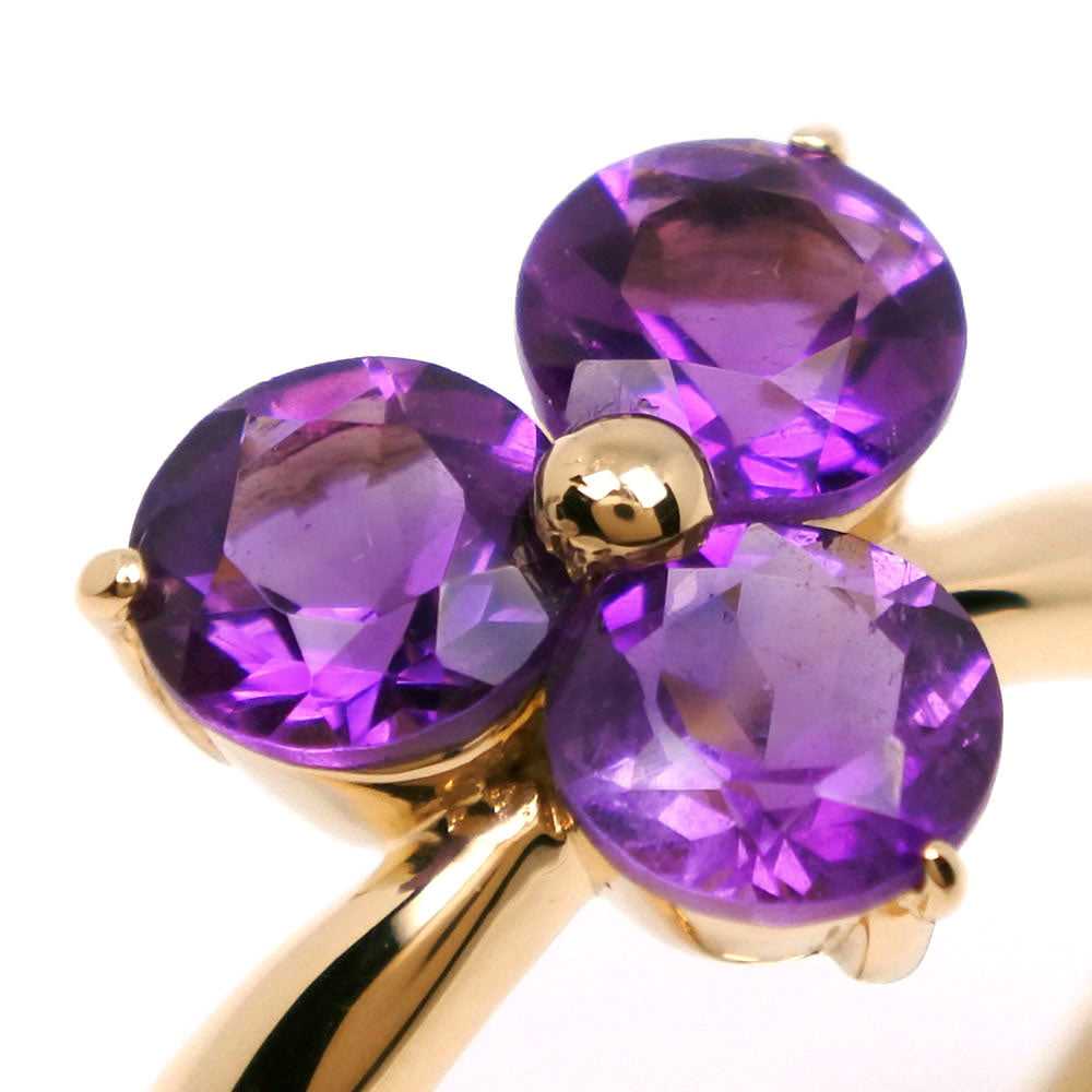 JEWELRY Ring K18 yellow gold purple flour Women U… - image 4