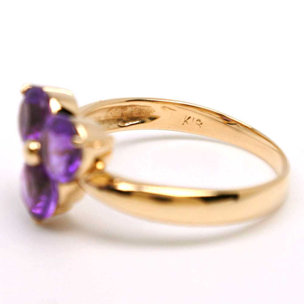 JEWELRY Ring K18 yellow gold purple flour Women U… - image 5