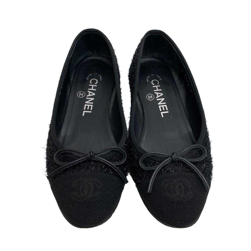 CHANEL Ballet shoes G02819 Leather, Fabric black … - image 2