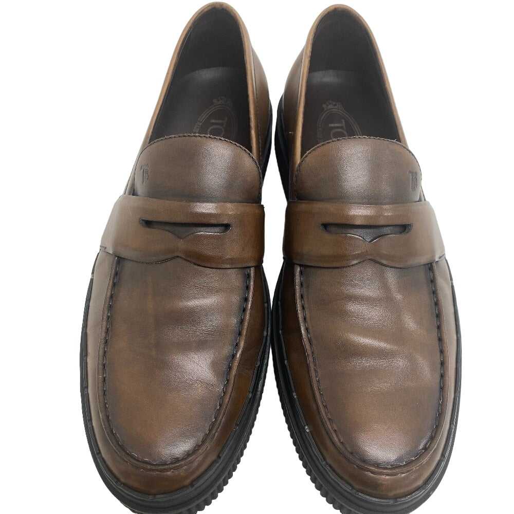 TOD'S loafers leather Brown Coin loafers mens 8 U… - image 2