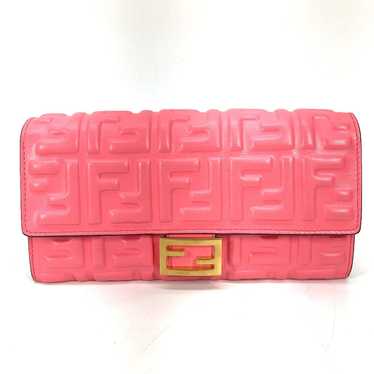 FENDI Long Wallet Purse 8M0251 leather pink Zucca… - image 1