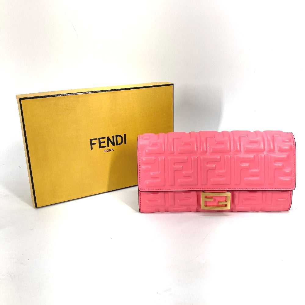 FENDI Long Wallet Purse 8M0251 leather pink Zucca… - image 2