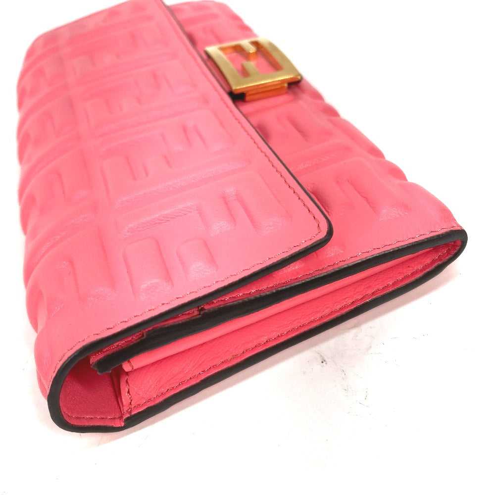 FENDI Long Wallet Purse 8M0251 leather pink Zucca… - image 3