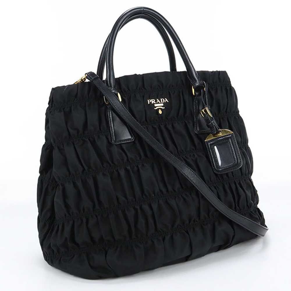 PRADA B1789L QR1 F0002 Tote Bag Gathered 2WAY Han… - image 1