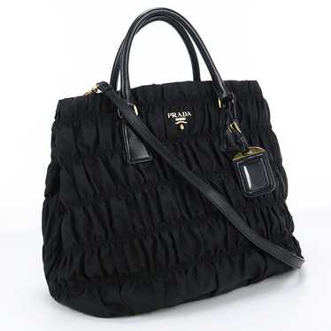 PRADA B1789L QR1 F0002 Tote Bag Gathered 2WAY Han… - image 1