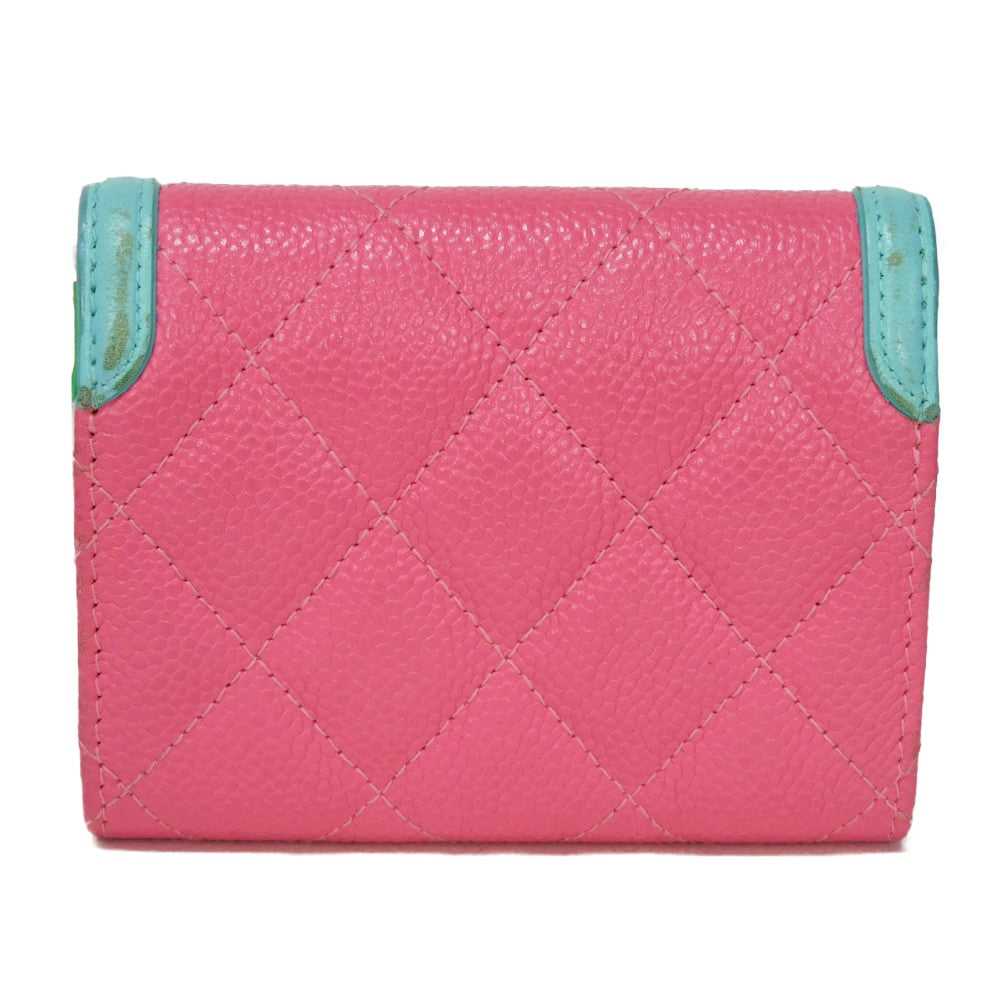 CHANEL Card Case Grained calfskin (embossed) Pink… - image 3