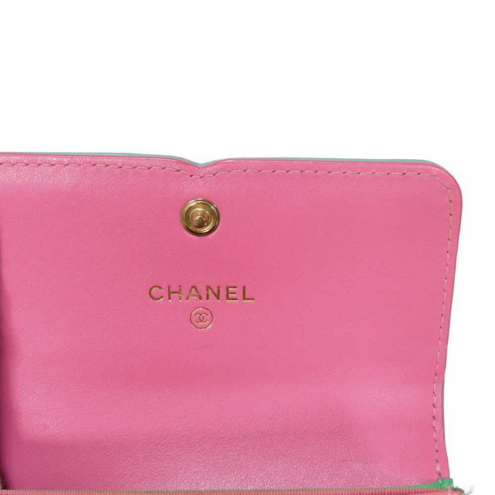 CHANEL Card Case Grained calfskin (embossed) Pink… - image 6