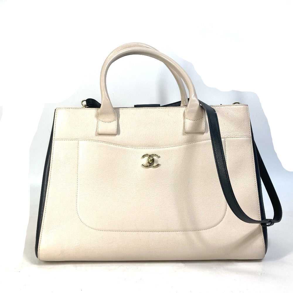 CHANEL Handbag leather beige CC COCO Mark Bicolor… - image 1