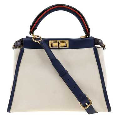 FENDI Handbag 8BN290 Canvas, Calfskin White / nav… - image 1