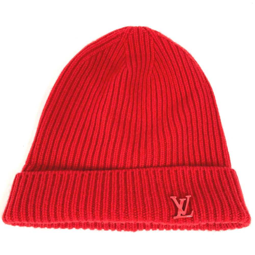 LOUIS VUITTON Knit hat MP3249 cashmere Red LV log… - image 1