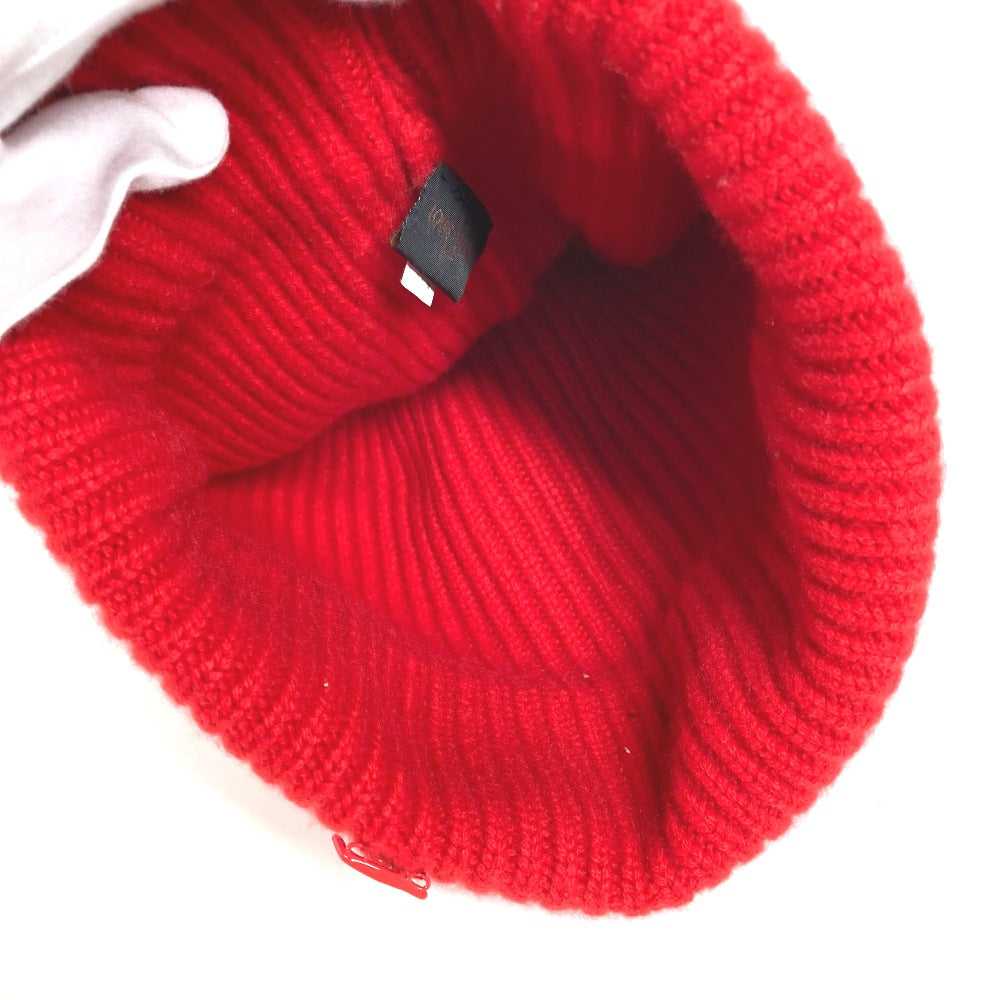 LOUIS VUITTON Knit hat MP3249 cashmere Red LV log… - image 5