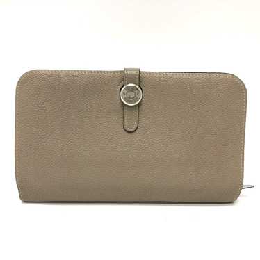 HERMES Long Wallet Purse Togo beige Dogon GM Wome… - image 1