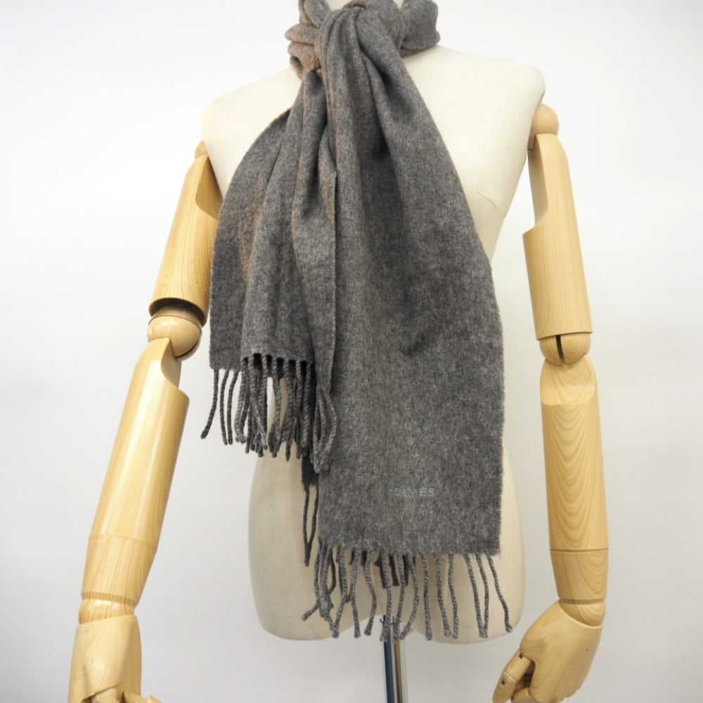 HERMES Scarf cashmere gray cashmere scarf Women U… - image 11