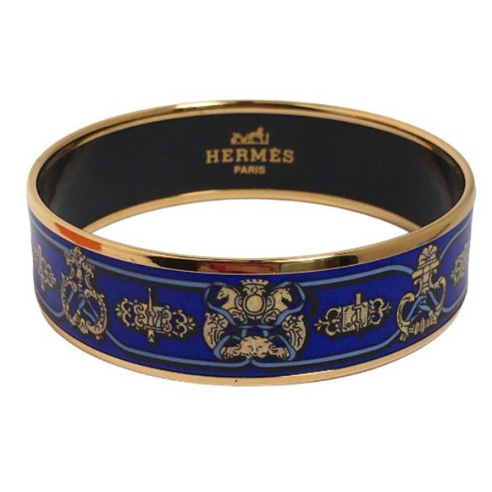 HERMES Bangle Metal, cloisonn blue Bangle Gold Pl… - image 1