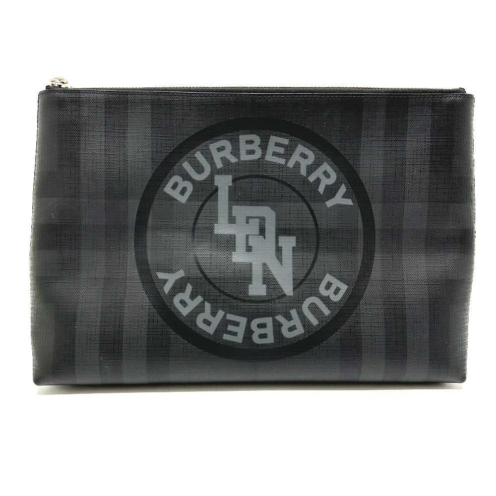 BURBERRY Clutch bag PVC black Check LDN logo mens… - image 1