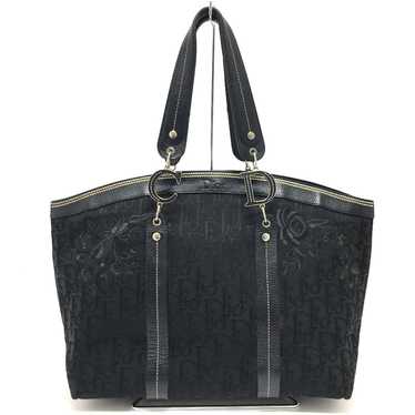 Christian Dior Tote Bag Canvas / leather black Fl… - image 1