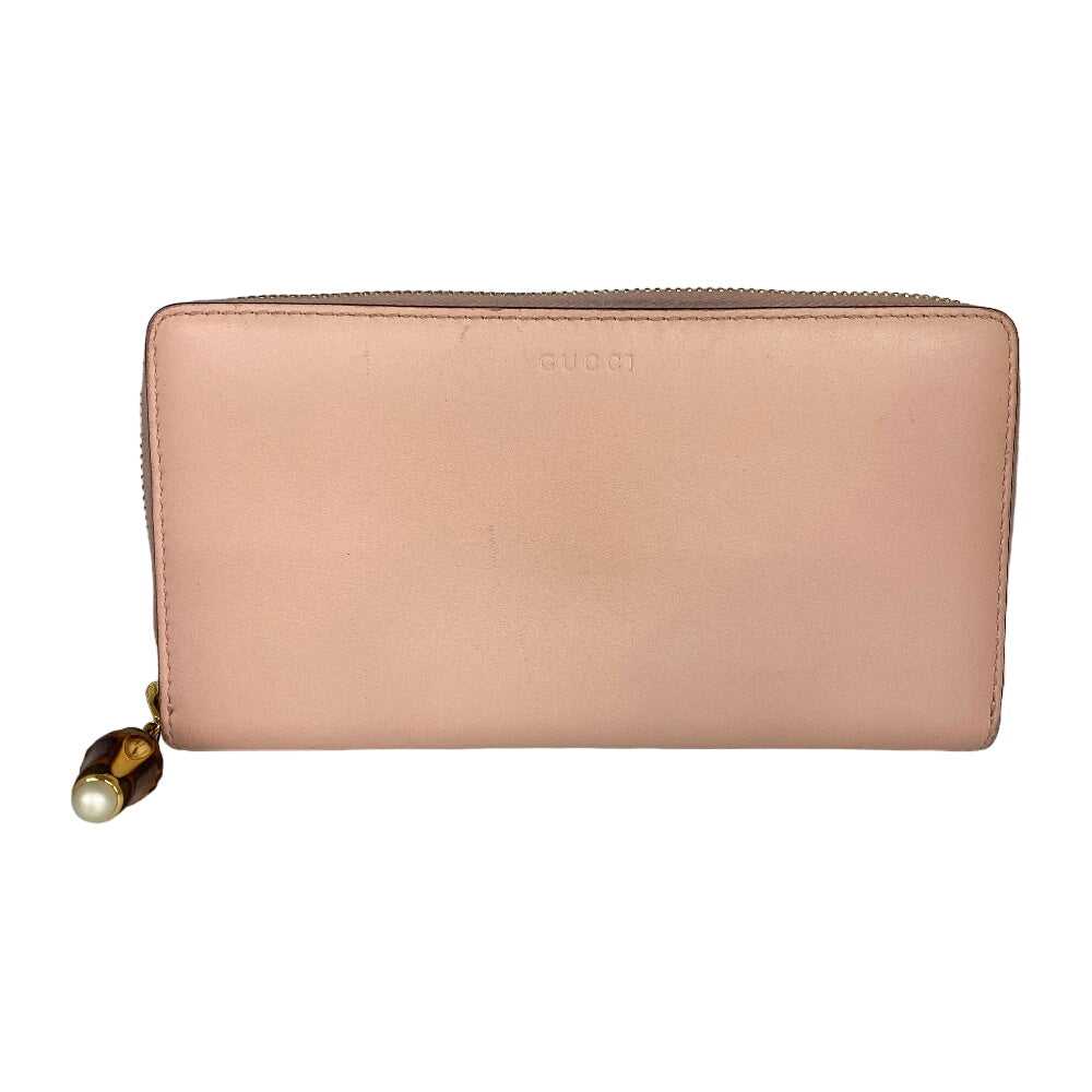 GUCCI Long Wallet Purse 453158 leather pink Zip A… - image 1