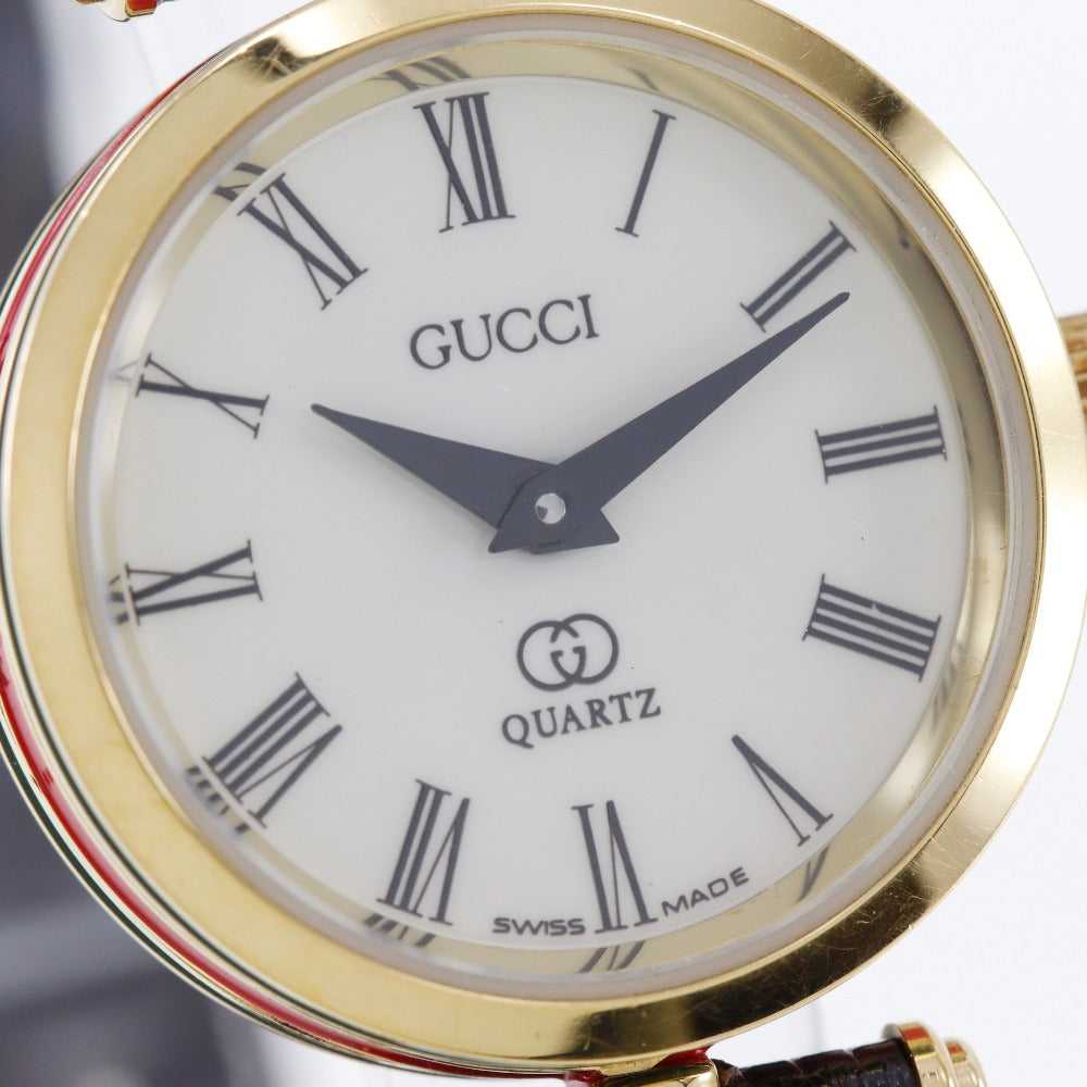 GUCCI Watches Quartz Plated Gold , Leather gold S… - image 3