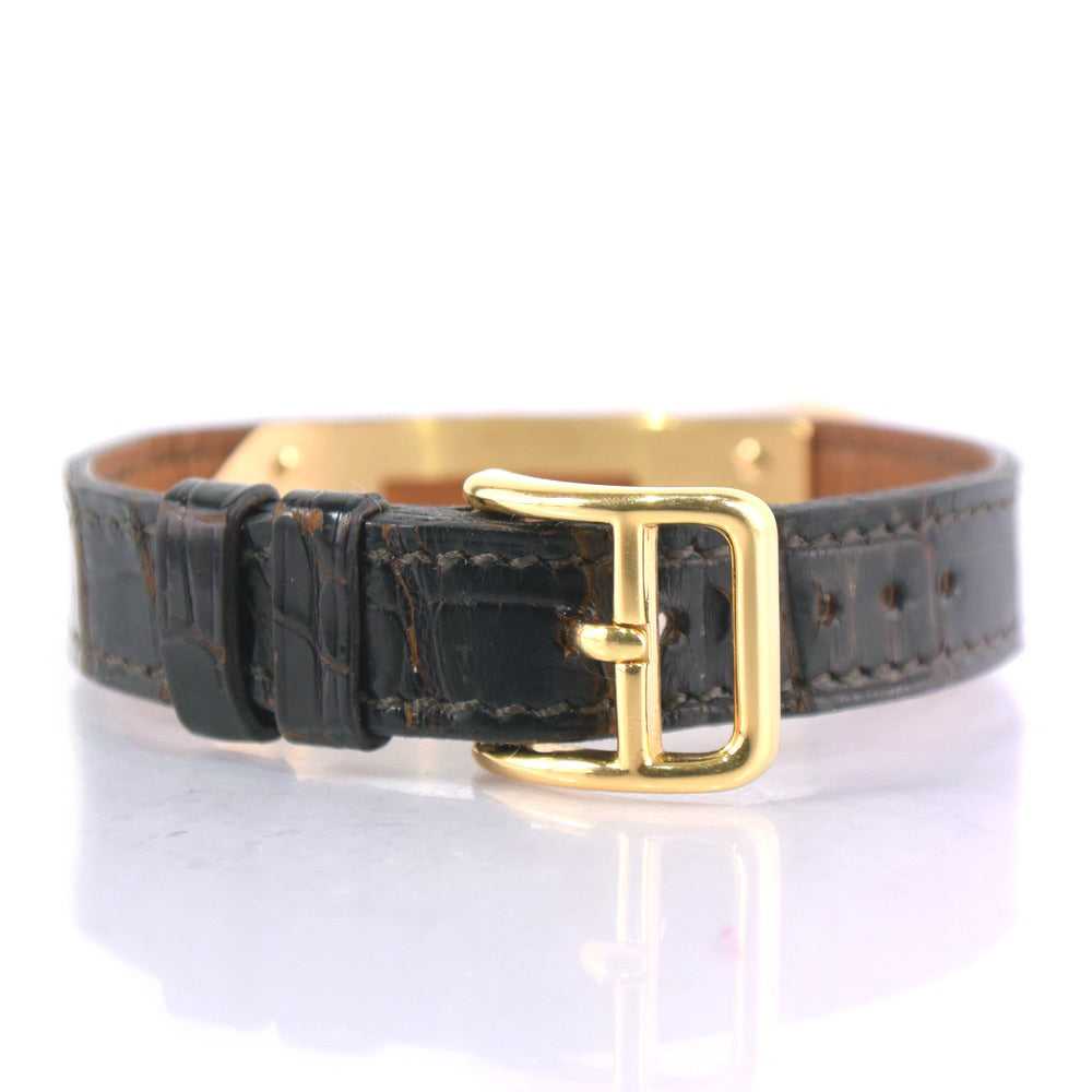 HERMES Watches Quartz Leather, Plated Gold black … - image 7