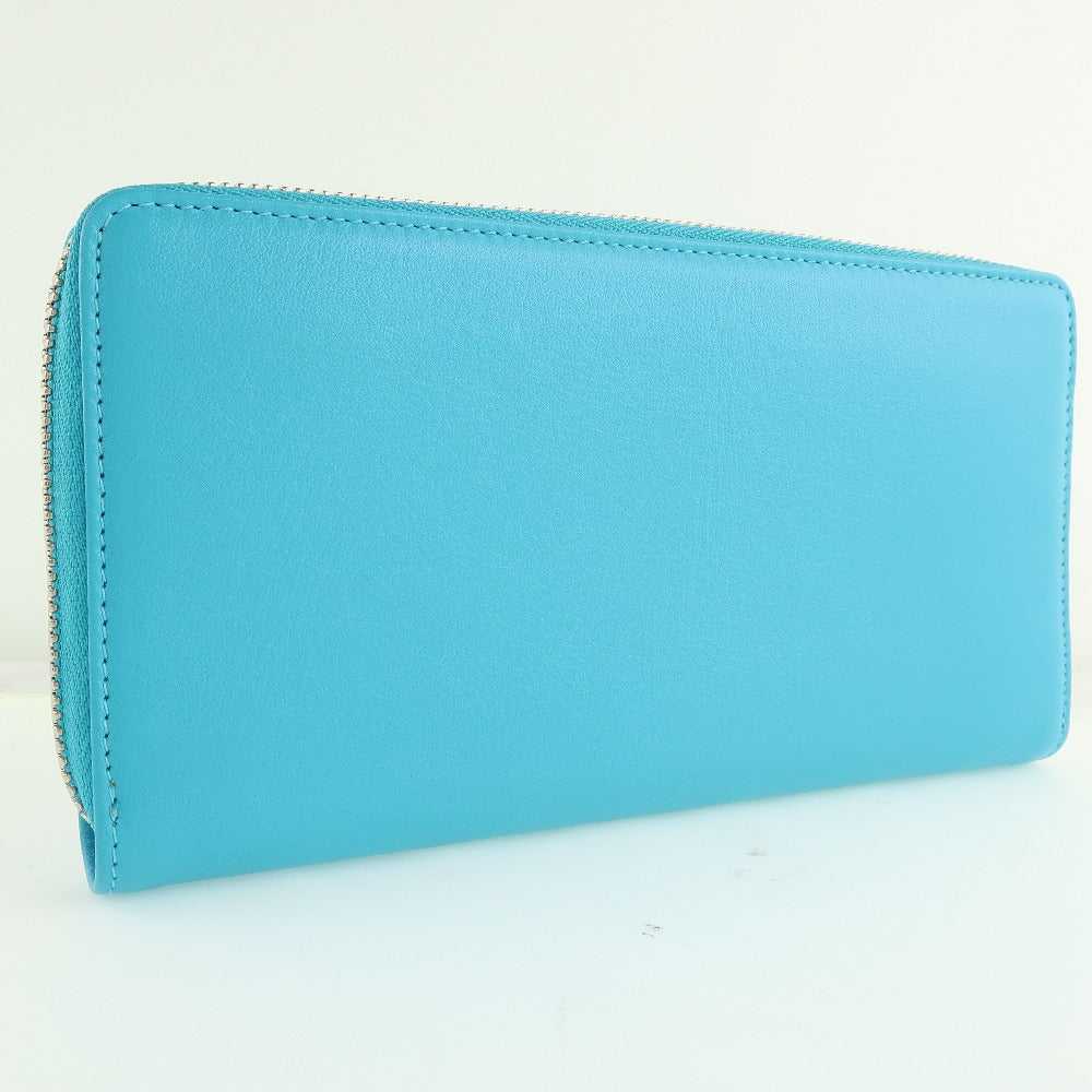 BALENCIAGA Long Wallet Purse Calfskin Blue Zip Ar… - image 3