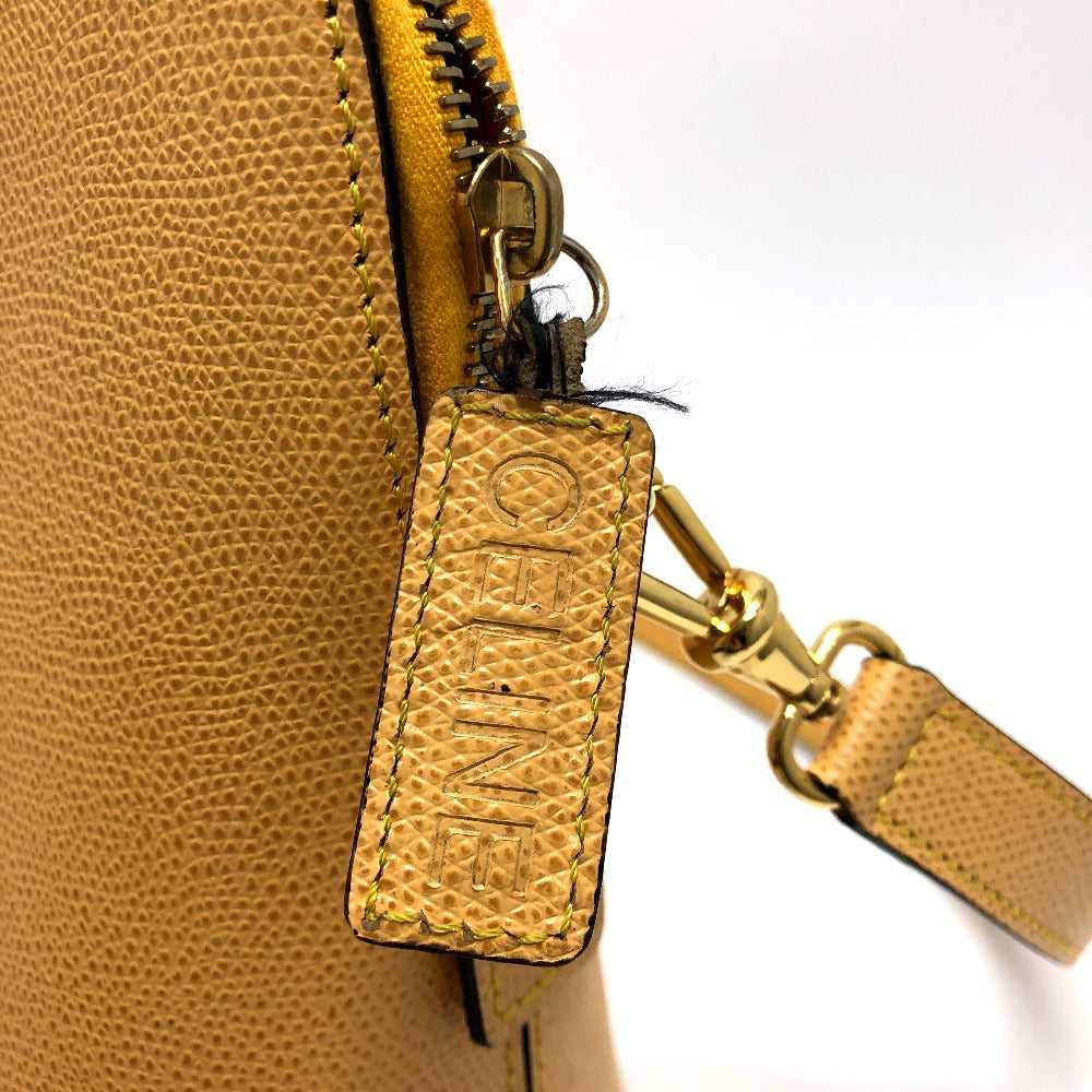 CELINE Shoulder Bag leather Yellow beige type Vin… - image 5