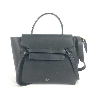 CELINE Handbag leather black Micro Tote Bag Belt … - image 1