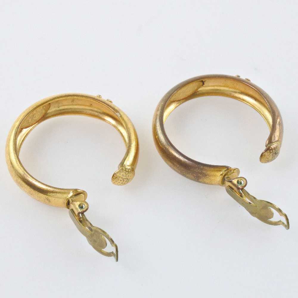 CHANEL Earring Plated Gold gold hoop COCO Mark Wo… - image 4