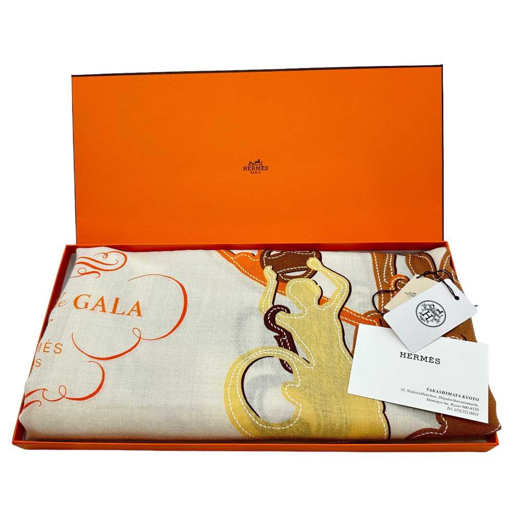 HERMES Stall Cashmere, Silk Orange Caljean 140 Wo… - image 8