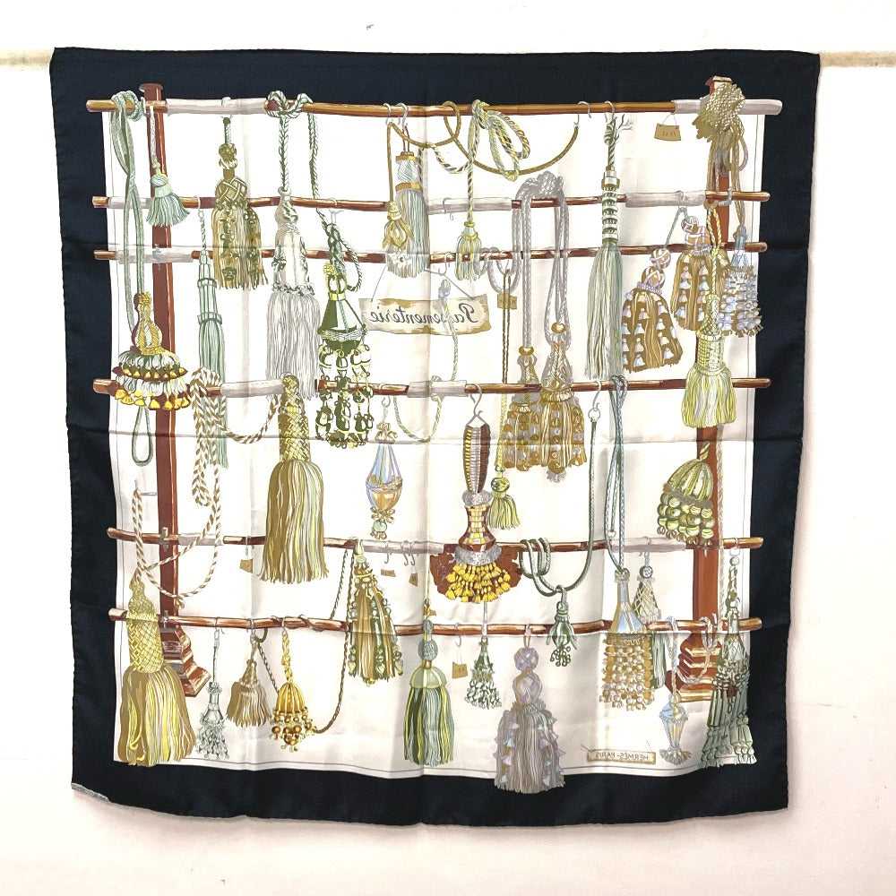 HERMES scarf silk Navy Pasementerie string decora… - image 2