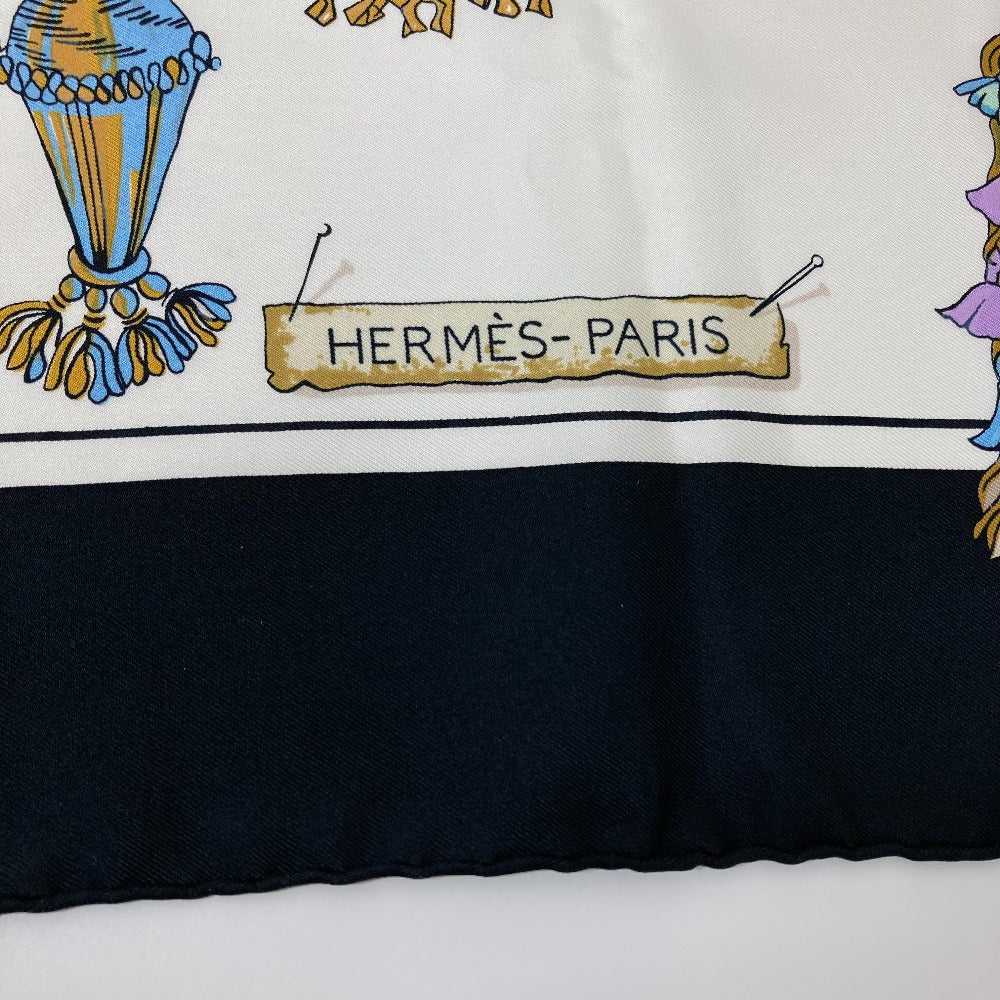 HERMES scarf silk Navy Pasementerie string decora… - image 7