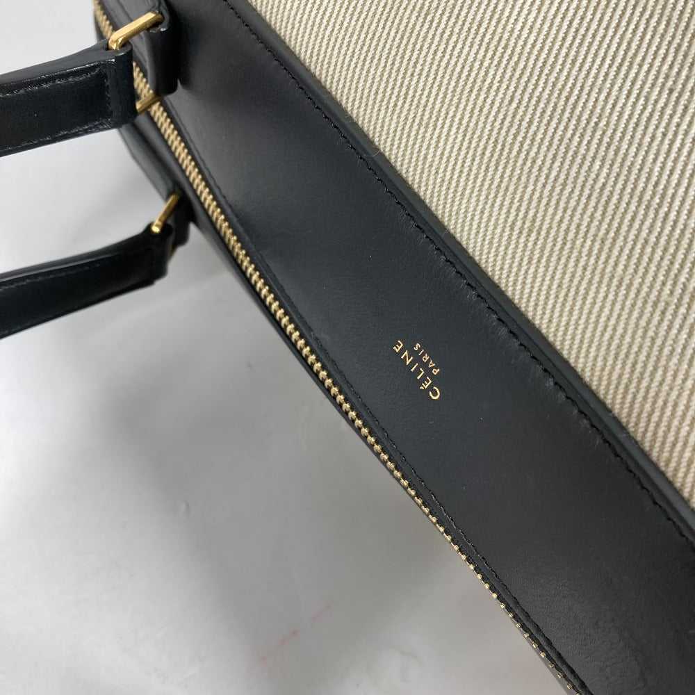 CELINE Shoulder Bag Leather / canvas Ivorytype ba… - image 11