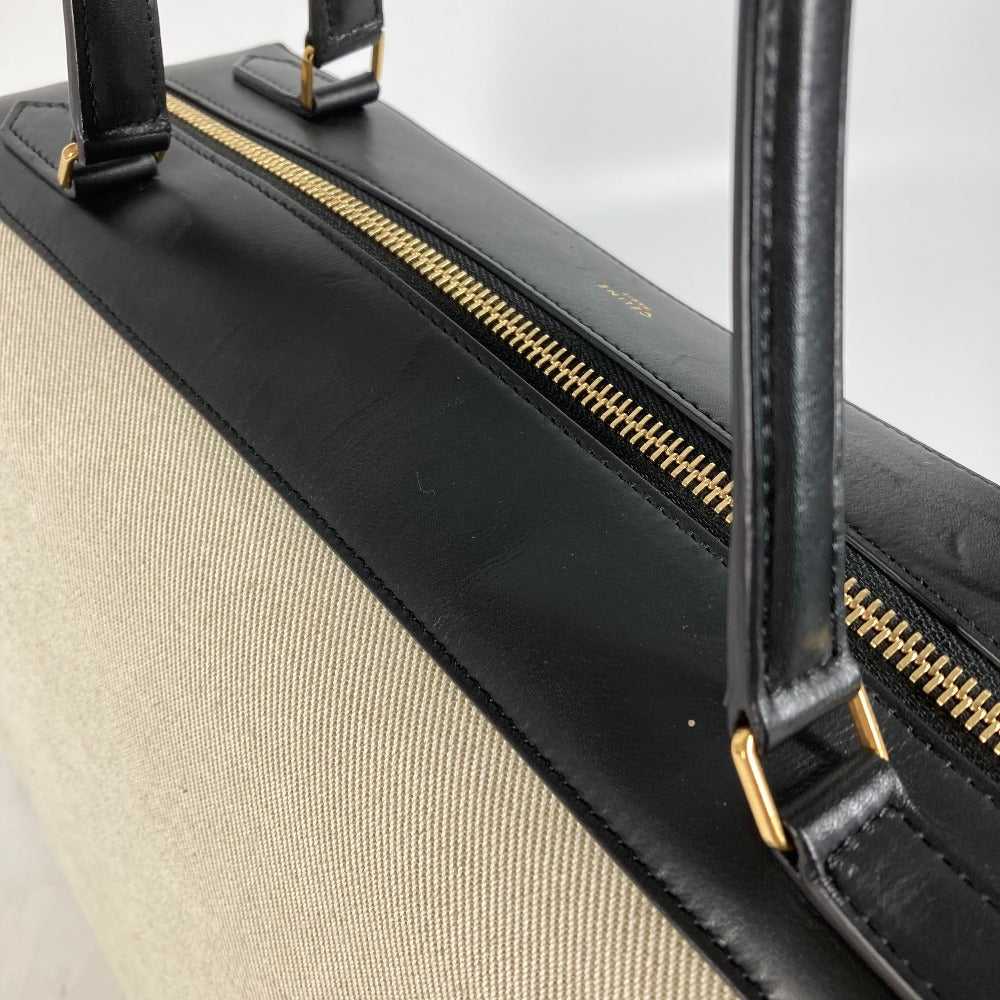 CELINE Shoulder Bag Leather / canvas Ivorytype ba… - image 12