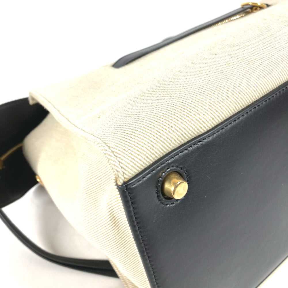 CELINE Shoulder Bag Leather / canvas Ivorytype ba… - image 7