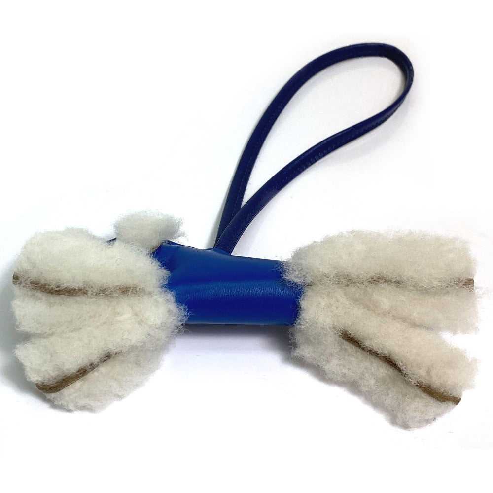 HERMES Bag charm Cotton / Mouton / Anion Blue Saf… - image 3