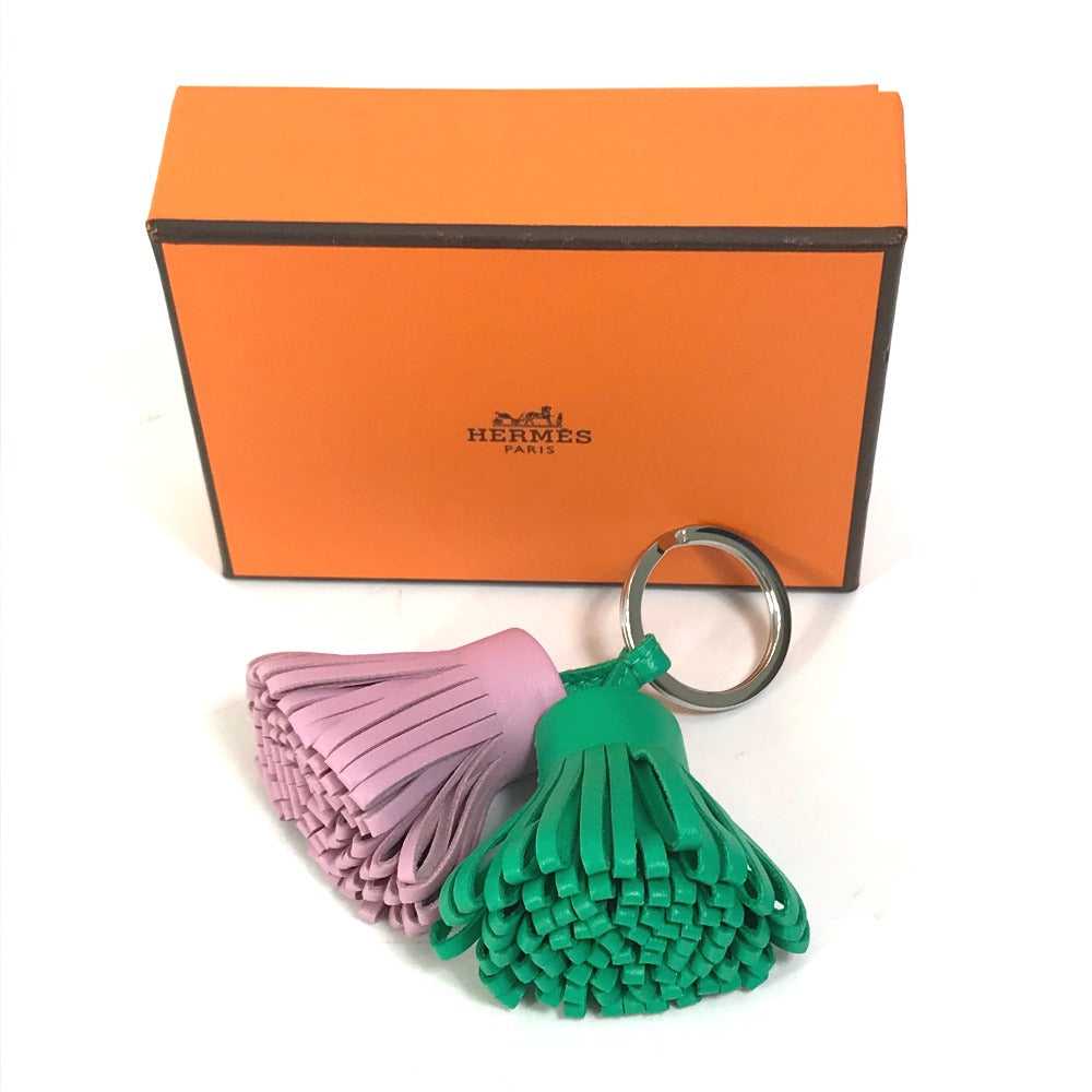 HERMES key ring Anyo Miro Green x pink fringe Car… - image 11