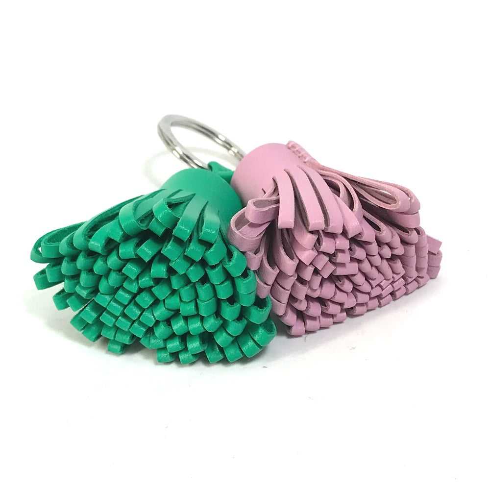 HERMES key ring Anyo Miro Green x pink fringe Car… - image 3