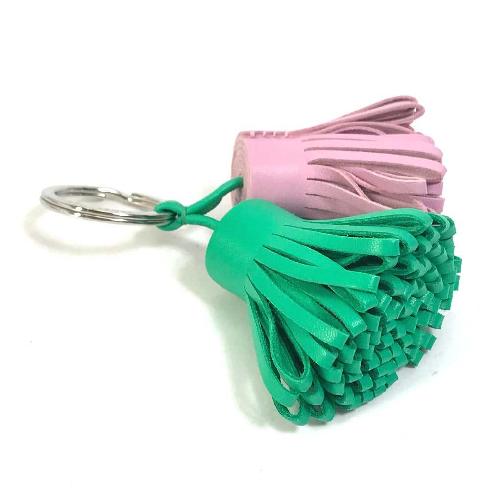 HERMES key ring Anyo Miro Green x pink fringe Car… - image 4