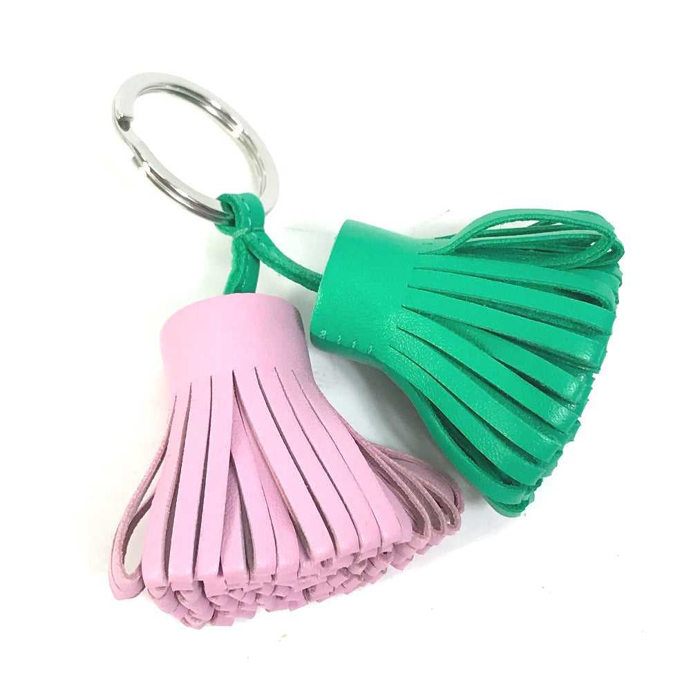 HERMES key ring Anyo Miro Green x pink fringe Car… - image 5