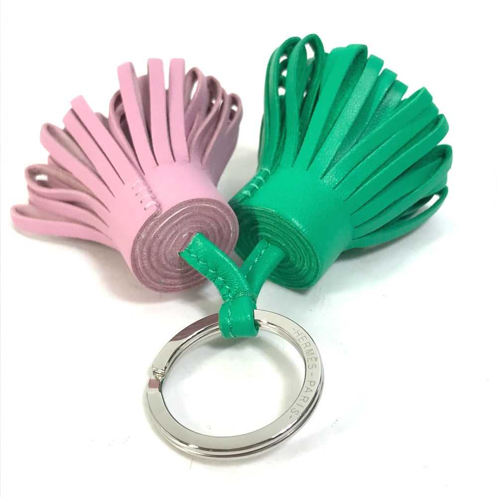 HERMES key ring Anyo Miro Green x pink fringe Car… - image 6