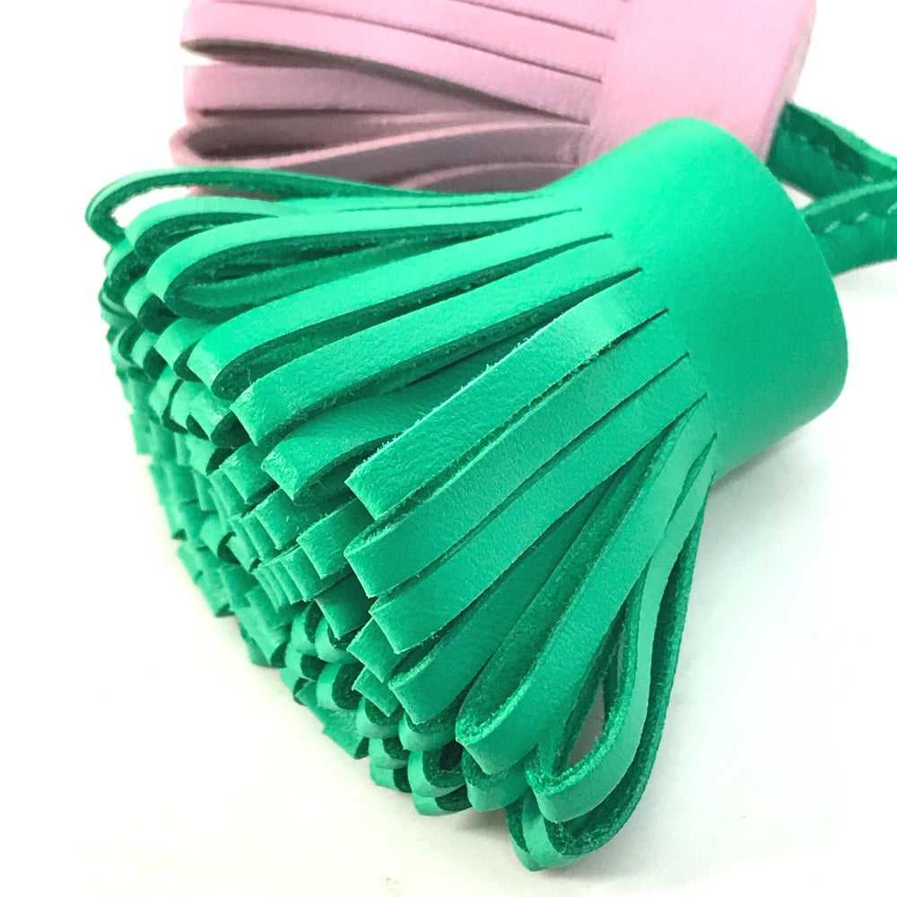 HERMES key ring Anyo Miro Green x pink fringe Car… - image 7