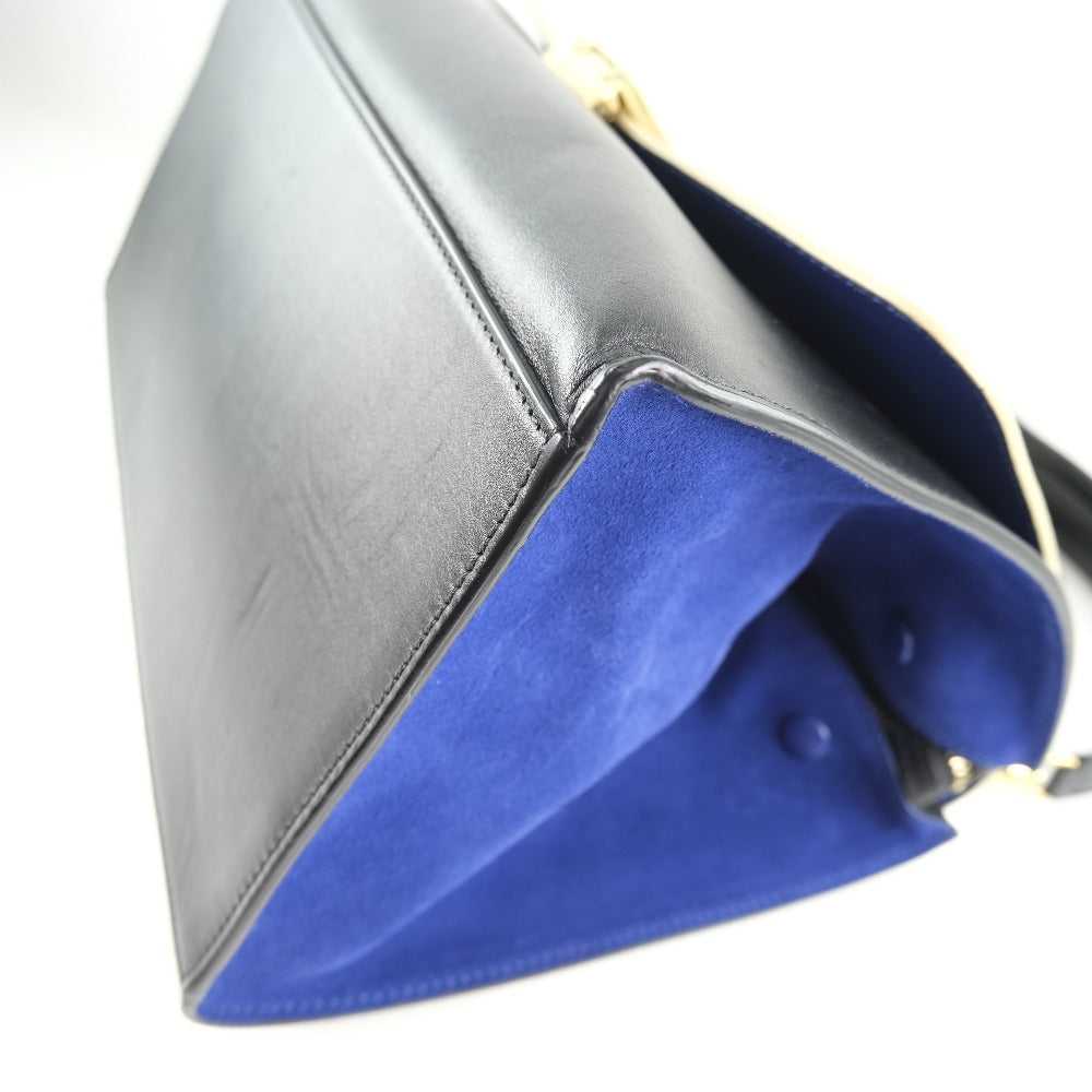 CELINE Handbag Calfskin, suede Black / blue / bei… - image 6