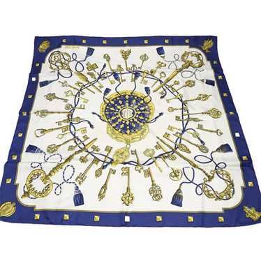 HERMES scarf silk blue Carre90 Key LE Cles Women … - image 1