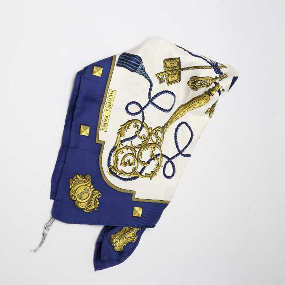 HERMES scarf silk blue Carre90 Key LE Cles Women … - image 2