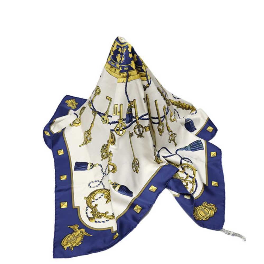 HERMES scarf silk blue Carre90 Key LE Cles Women … - image 6