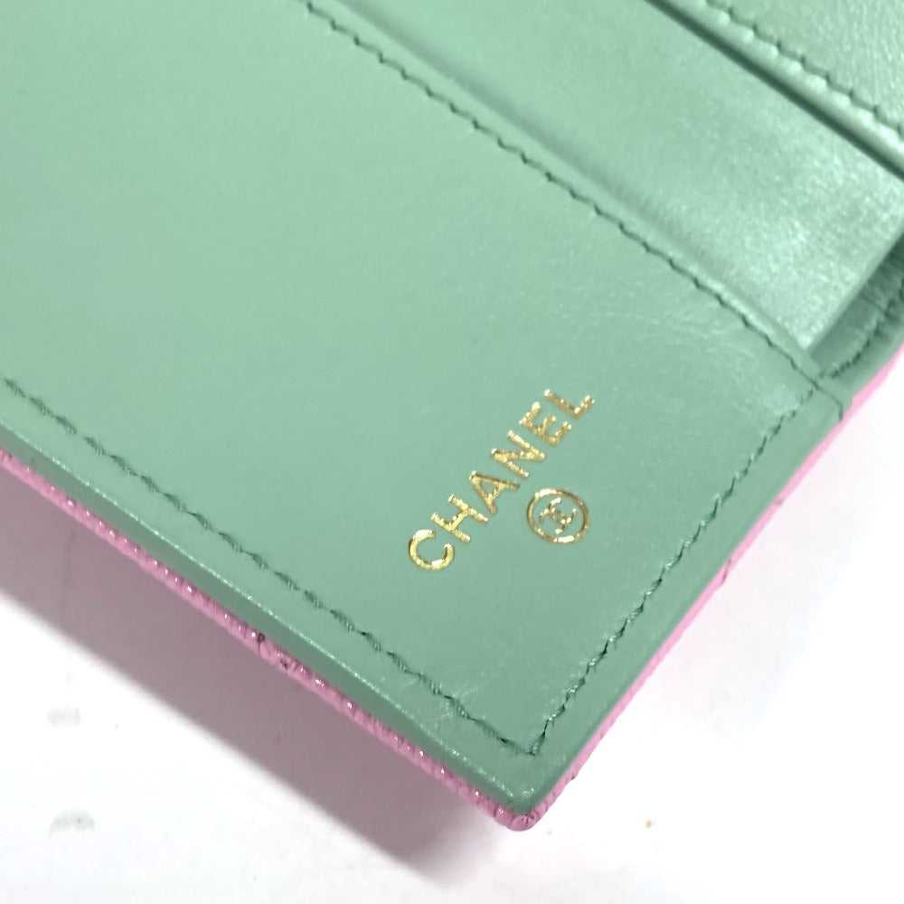 CHANEL Trifold wallet AP3182 Caviar skin pink CC … - image 12